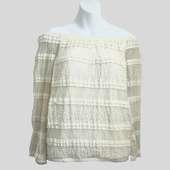 Candie's Prairie Lace Ruffle Off Shoulder Top Medium - Picture 1 of 10